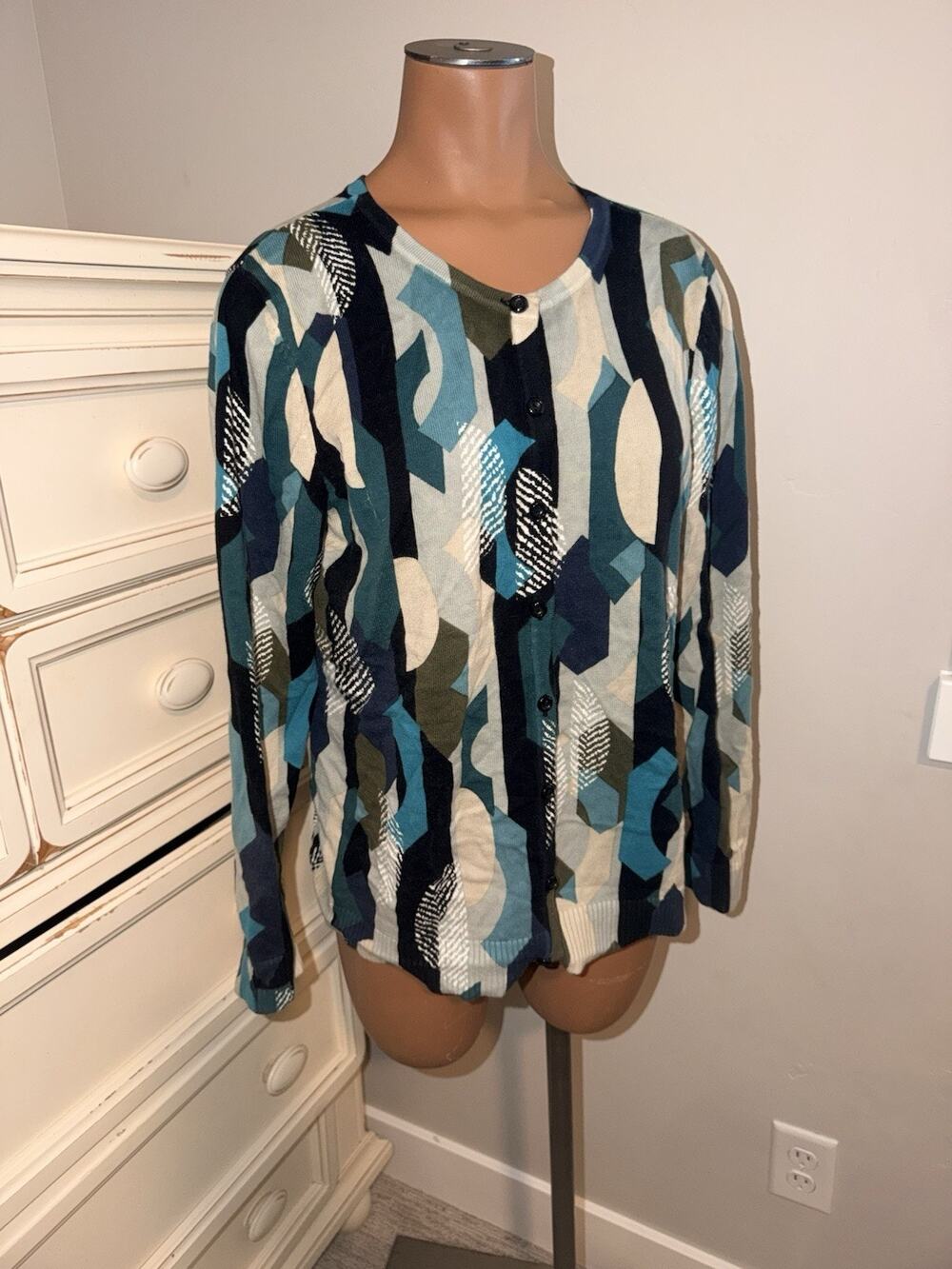 Christopher Banks Cardigan Geometrical teal Size Medium